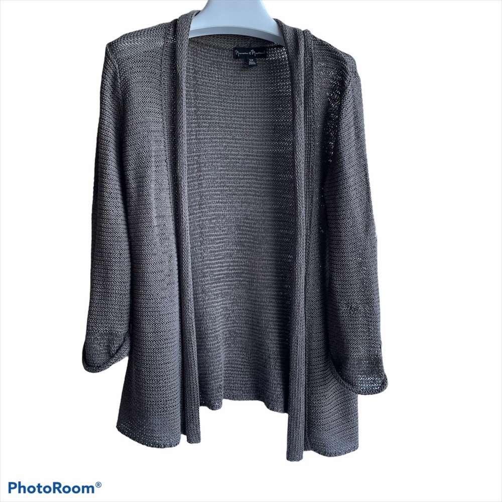Mercer and Madison, gray open cardigan